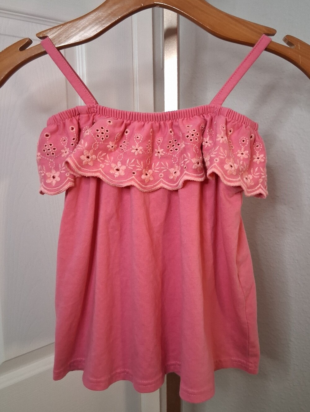 Girls Pink Eyelet Detail Shabby Chic Top Medium 7 8